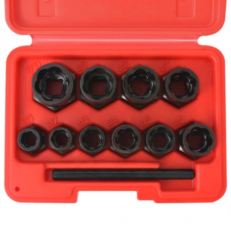 vidaXL Kit d'extracteur de boulons/d'écrous endommagés Acier 11 pcs