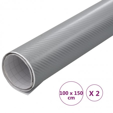 vidaXL Films 4D de voiture 2 pcs Argenté 100x150 cm