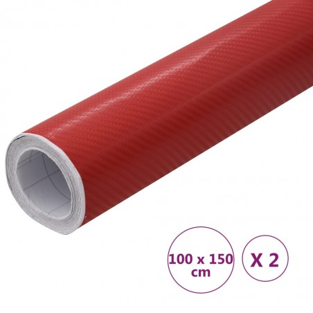 vidaXL Films 4D de voiture 2 pcs Rouge 100x150 cm