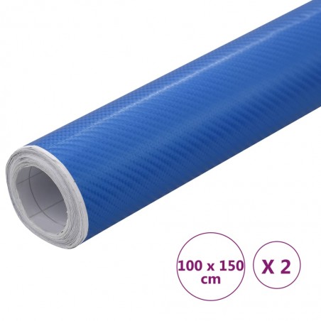 vidaXL Films 4D de voiture 2 pcs Bleu 100x150 cm