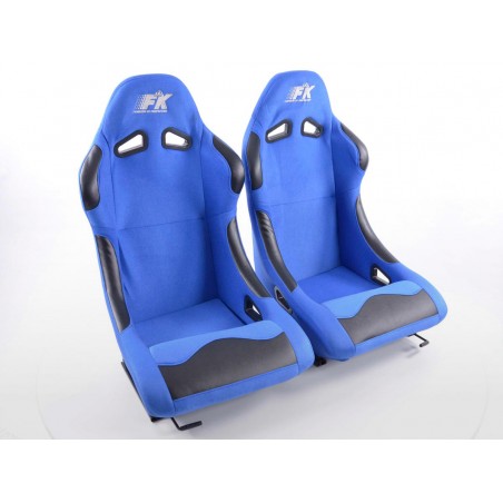 Sièges sport FK Sièges baquets complets pour voiture Set Basic tissu bleu