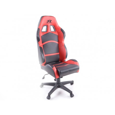 Chaise de bureau pivotante FK Sports Seat Chaise de bureau pivotante Cyberstar en cuir synthétique noir / rouge