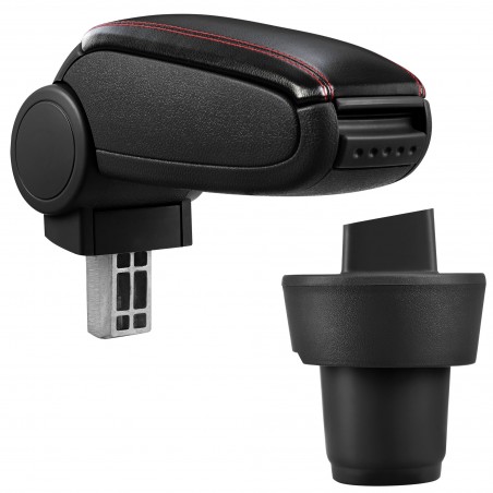 HTD034 + LC502 Accoudoir central Seat Mii avec compartiment de rangement imitation Leather Black avec couture rouge 