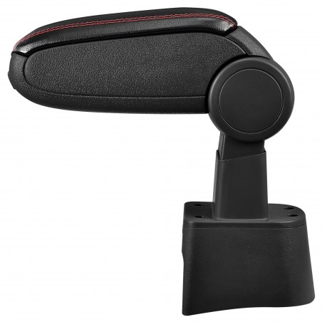 HTD028 + LC502 Accoudoir central Seat Ibiza 6L with Storage compartment, Couvercle en simili cuir noir avec couture rouge 