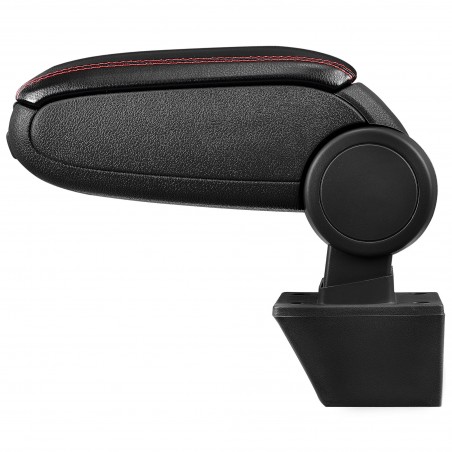 HTD022 + LC502 Accoudoir central Opel Meriva with Storage compartment, Couvercle en simili cuir noir avec couture rouge 