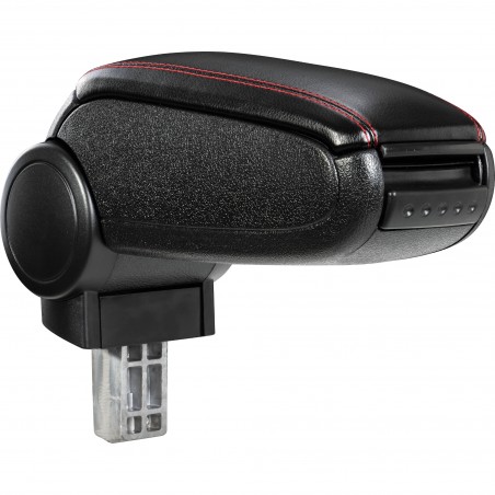 HTD020 + LC502 Accoudoir central Audi 80 B3 B4 with Storage compartment, Couvercle en simili cuir noir avec couture rouge 