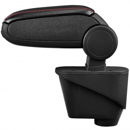 HTD039 + LC502 Accoudoir central Citroen DS3 with Storage compartment, Couvercle en simili cuir noir avec couture rouge 