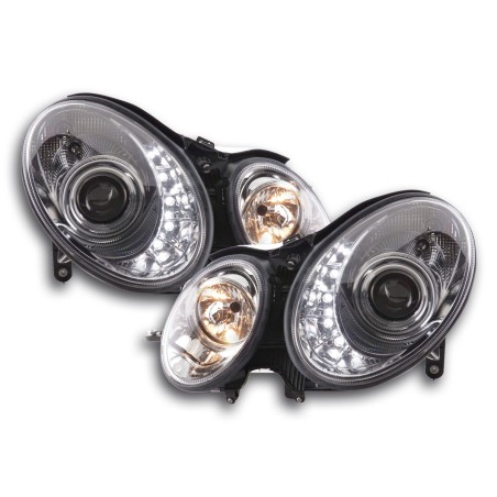 Phare Daylight LED DRL look Mercedes Classe E type W211 02-06 chrome