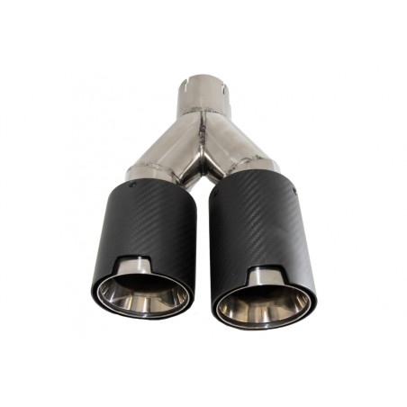 Universal Dual Twin Exhaust Muffler Tips Carbon Fiber Matte Finish Inlet 6cm/2.36inch