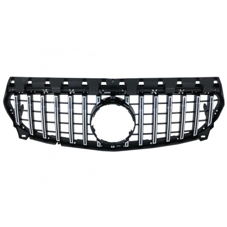 Front Central Grille suitable for Mercedes CLA C117 X117 W117 Facelift (2016-2018) CLA45 GT-R Panamericana Design Black Chrome