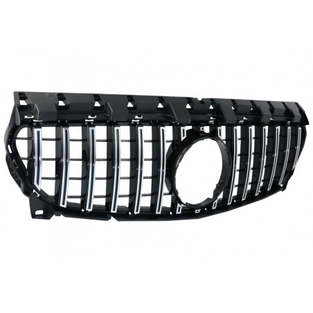 Front Central Grille suitable for Mercedes CLA C117 X117 W117 Facelift (2016-2018) CLA45 GT-R Panamericana Design Black Chrome