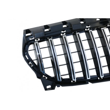 Front Central Grille suitable for Mercedes CLA C117 X117 W117 Facelift (2016-2018) CLA45 GT-R Panamericana Design Black Chrome