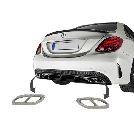 Muffler Tips suitable for Mercedes C-Class W205 S65 E65 GLE W166 X166 GLC W253 Sport Design