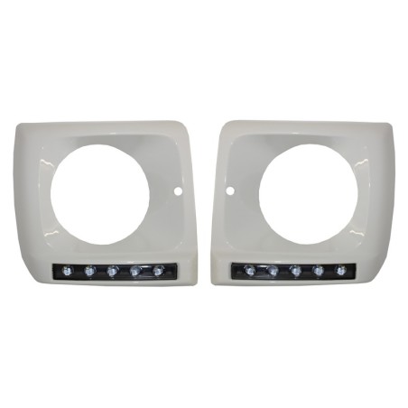 Headlights Covers WHITE with LED DRL Daytime Running Lights suitable for Mercedes G-Class W463 (1989-2012) G65 Design