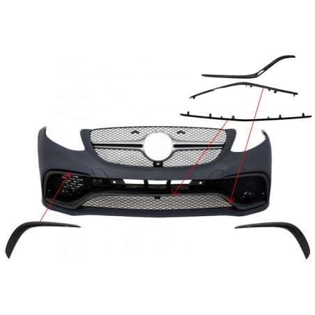 Front Spoiler Splitter Flaps Flics suitable for Mercedes GLE Coupe C292 (2015-2018) Piano Black