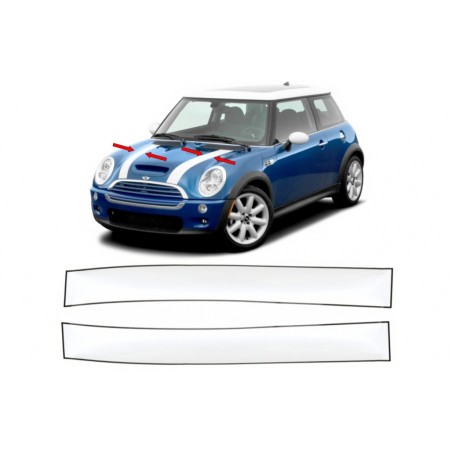 Set Sticker Vinyl Black White Hood Upper Bonnet suitable for MINI R50 R52 R53 R56 R57 Clubman R55 (2001-2017) Premium Quality