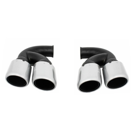 Exhaust Muffler Tips suitable for Porsche Cayenne 92A V6 V8 Petrol (05.2010-09.2014) GTS Design Silver