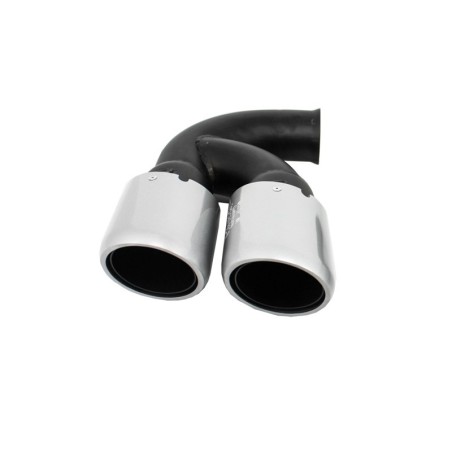 Exhaust Muffler Tips suitable for Porsche Cayenne 92A V6 V8 Petrol (05.2010-09.2014) GTS Design Silver