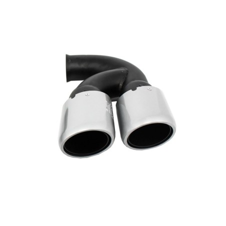 Exhaust Muffler Tips suitable for Porsche Cayenne 92A V6 V8 Petrol (05.2010-09.2014) GTS Design Silver