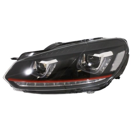 RHD Headlights suitable for VW Golf 6 VI (2008-2013) Golf 7 3D LED DRL U-Design LED Flowing Turning Light Red Stripe