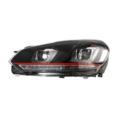 RHD Headlights suitable for VW Golf 6 VI (2008-2013) Golf 7 3D LED DRL U-Design LED Flowing Turning Light Red Stripe