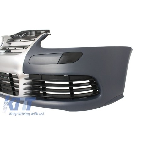 Front Bumper suitable for VW Golf V 5 (2003-2007) Jetta (2005-2010) R32 Look Brushed Aluminium Look Grille