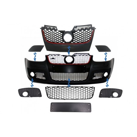 Parts Grilles suitable for Front Bumper GTI Design VW Golf 5 V MK5 (2003-2007)