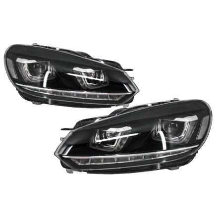 Headlights suitable for VW Golf 6 VI (2008-2013) Golf 7 3D LED DRL U-Design LED Flowing Turning Light Chrome RHD