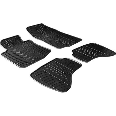 Set tapis de caoutchouc sur mesure pour Citroen C1 / Peugeot 107 / Toyota Aygo 2005-2009 (T profil 4-pièces + clips de montage)