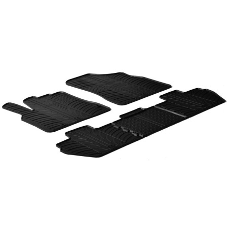 Set tapis de caoutchouc sur mesure pour Citroen Berlingo / Peugeot Partner 2008-2018 (T profil 5-pièces + clips de montage)