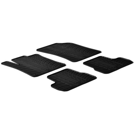 Set tapis de caoutchouc sur mesure pour Citroen C3 2010-10/2016 (T profil 4-pièces + clips de montage)