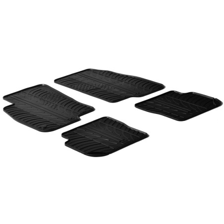 Set tapis de caoutchouc sur mesure pour Fiat Punto Evo 2009-2014 (T profil 4-pièces + clips de montage)