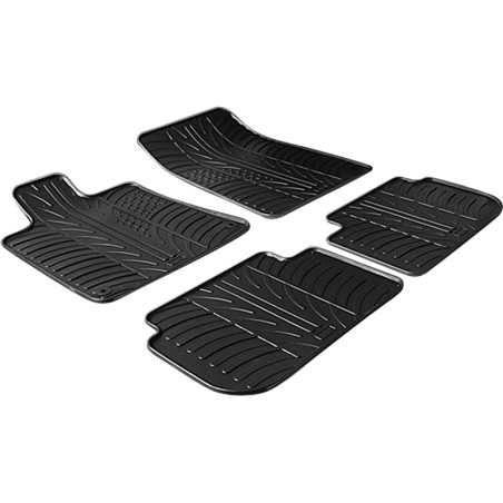 Set tapis de caoutchouc sur mesure pour Peugeot 407 2004- (T profil 4-pièces + clips de montage)