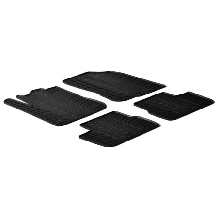 Set tapis de caoutchouc sur mesure pour Peugeot 208 2012-2019 (T profil 4-pièces + clips de montage)