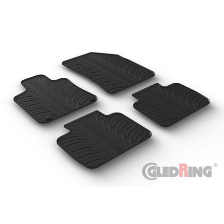 Set tapis de caoutchouc sur mesure pour Peugeot 508 II 2019- (T profil 4-pièces + clips de montage)