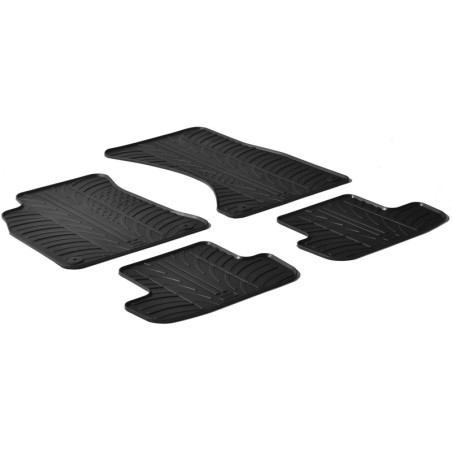 Set tapis de caoutchouc sur mesure pour Audi A5 2007-2016 (T profil 4-pièces + clips de montage)