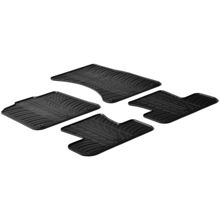 Set tapis de caoutchouc sur mesure pour Audi Q5 2008-2016 (T profil 4-pièces + clips de montage)