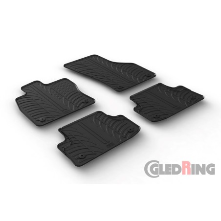 Set tapis de caoutchouc sur mesure pour Audi A3 (8V) HB/Sportback/Sedan 2012-2020 (T profil 4 pièces + clips de montage)