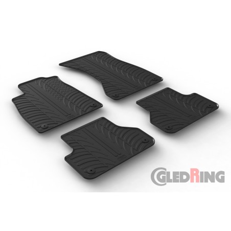 Set tapis de caoutchouc sur mesure pour Audi A4 2015-2021 & FL 2021- (T profil 4-pièces + clips de montage)