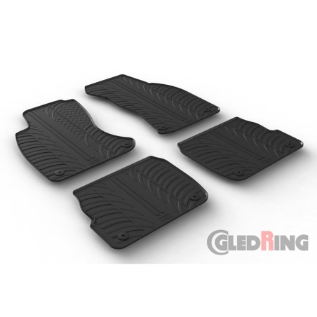 Set tapis de caoutchouc sur mesure pour Audi A6 1997-2004 (T profil 4-pièces + clips de montage)