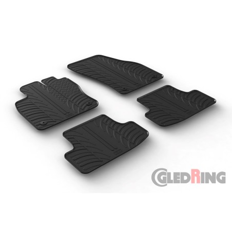 Set tapis de caoutchouc sur mesure pour Audi Q2 11/2016- (T profil 4-pièces + clips de montage)