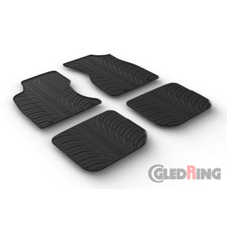 Set tapis de caoutchouc sur mesure pour Audi A4 1996-2000 (T profil 4-pièces + clips de montage)