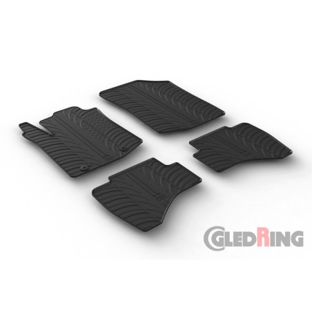 Set tapis de caoutchouc sur mesure pour Toyota Aygo 2014-2022 (T profil 4-pièces + clips de montage)