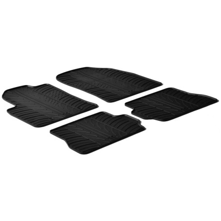 Set tapis de caoutchouc sur mesure pour Ford Fiesta 2002-2008 / Fusion 2001-2011 (T profil 4-pièces + clips de montage)