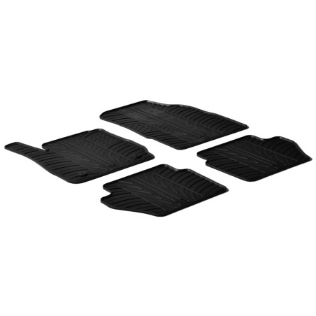 Set tapis de caoutchouc sur mesure pour Ford Fiesta VII 2008-2017 (T profil 4-pièces + clips de montage)