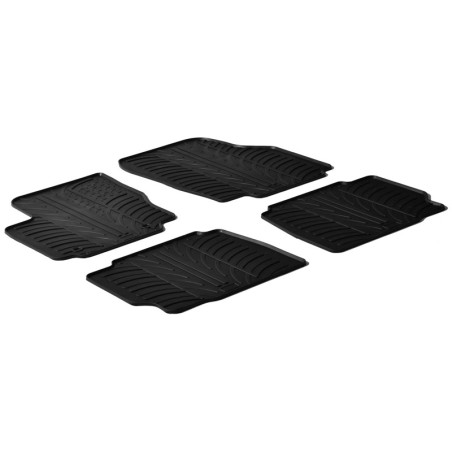 Set tapis de caoutchouc sur mesure pour Ford Mondeo 5 portes 2007-2011 (T profil 4-pièces + clips de montage)