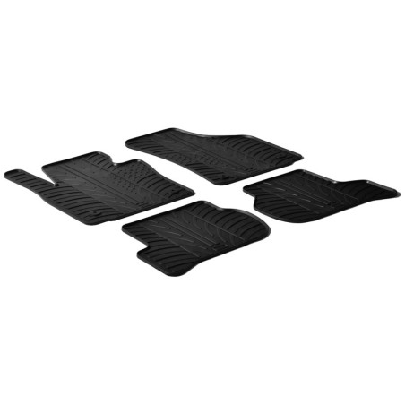 Set tapis de caoutchouc sur mesure pour Seat Leon + cupra 1P 2005-2013 (T profil 4-pièces + clips de montage)