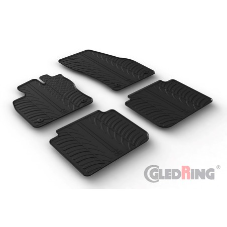 Set tapis de caoutchouc sur mesure pour Seat Tarraco 2019- (T profil 4-pièces + clips de montage)