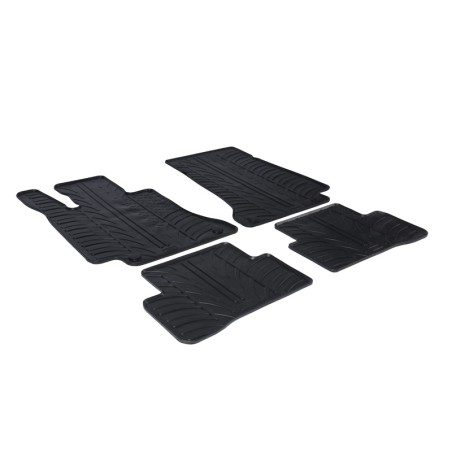 Set tapis de caoutchouc sur mesure pour Mercedes Classe-C W205 2014- (T profil 4-pièces + clips de montage)