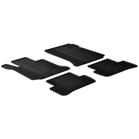 Set tapis de caoutchouc sur mesure pour Mercedes Classe-C W204 2007-2013 (T profil 4-pièces + clips de montage)